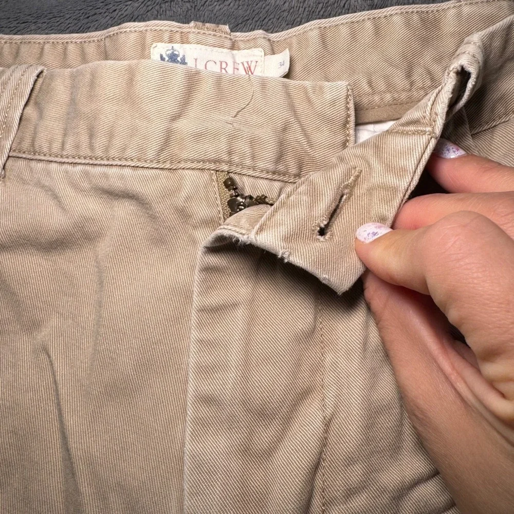 J. Crew Khaki Cotton Chino Shorts Men's Size 34 Flat‎ Front Casual Everyday Wear